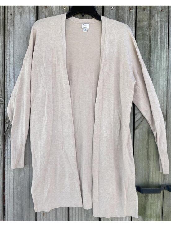 a new day Sweaters - A New Day Large Beige Open Front Cardigan